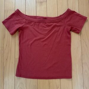 Deep Coral Off-the-Shoulder Old Navy top (Large Tall)